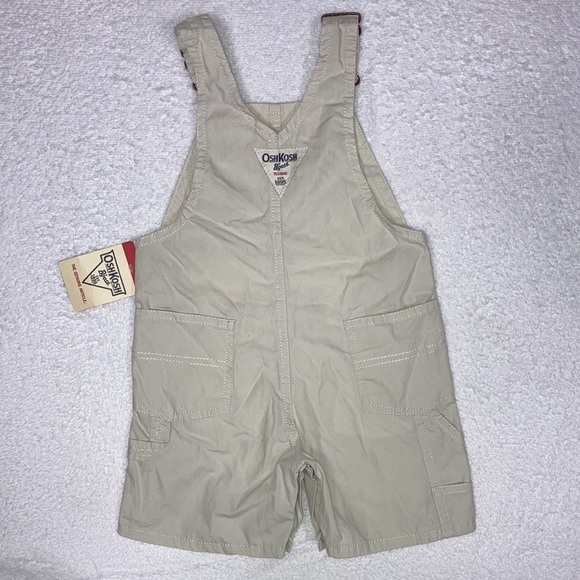 NWT oshKosh shortalls lightweight light tan shark embroidered 18m - Picture 5 of 6